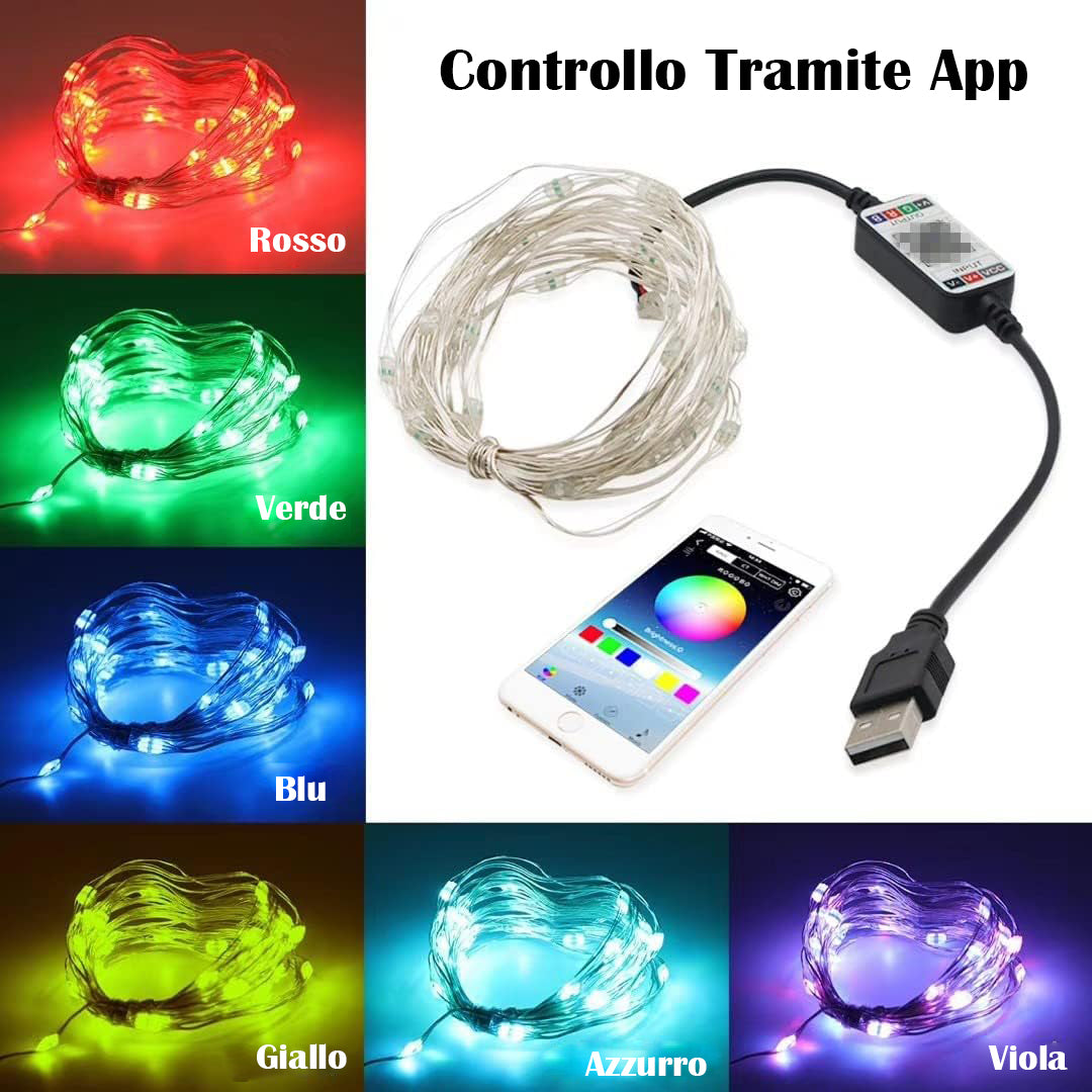 Luci Led Albero di Natale 5 - 10 - 20 metri, Luci Led Camera Da Letto Tik Tok, Led Stanza Gaming