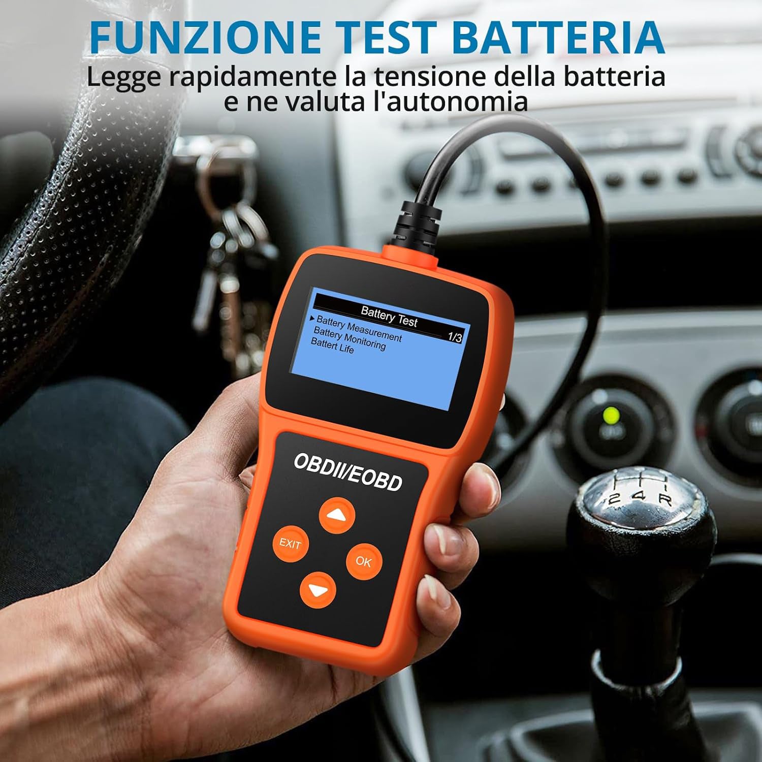 Tester Scanner, OBD2 OBDII Dispositivo Diagnostica Auto, Lettura dei codici Scanner con definizione DTC, Multilingue Strumento Diagnostica Autoveicoli