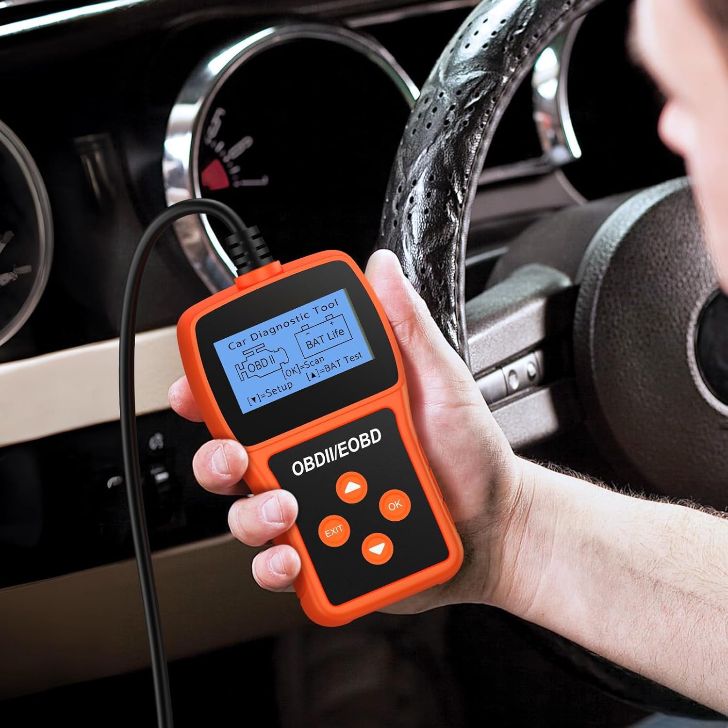 Tester Scanner, OBD2 OBDII Dispositivo Diagnostica Auto, Lettura dei codici Scanner con definizione DTC, Multilingue Strumento Diagnostica Autoveicoli