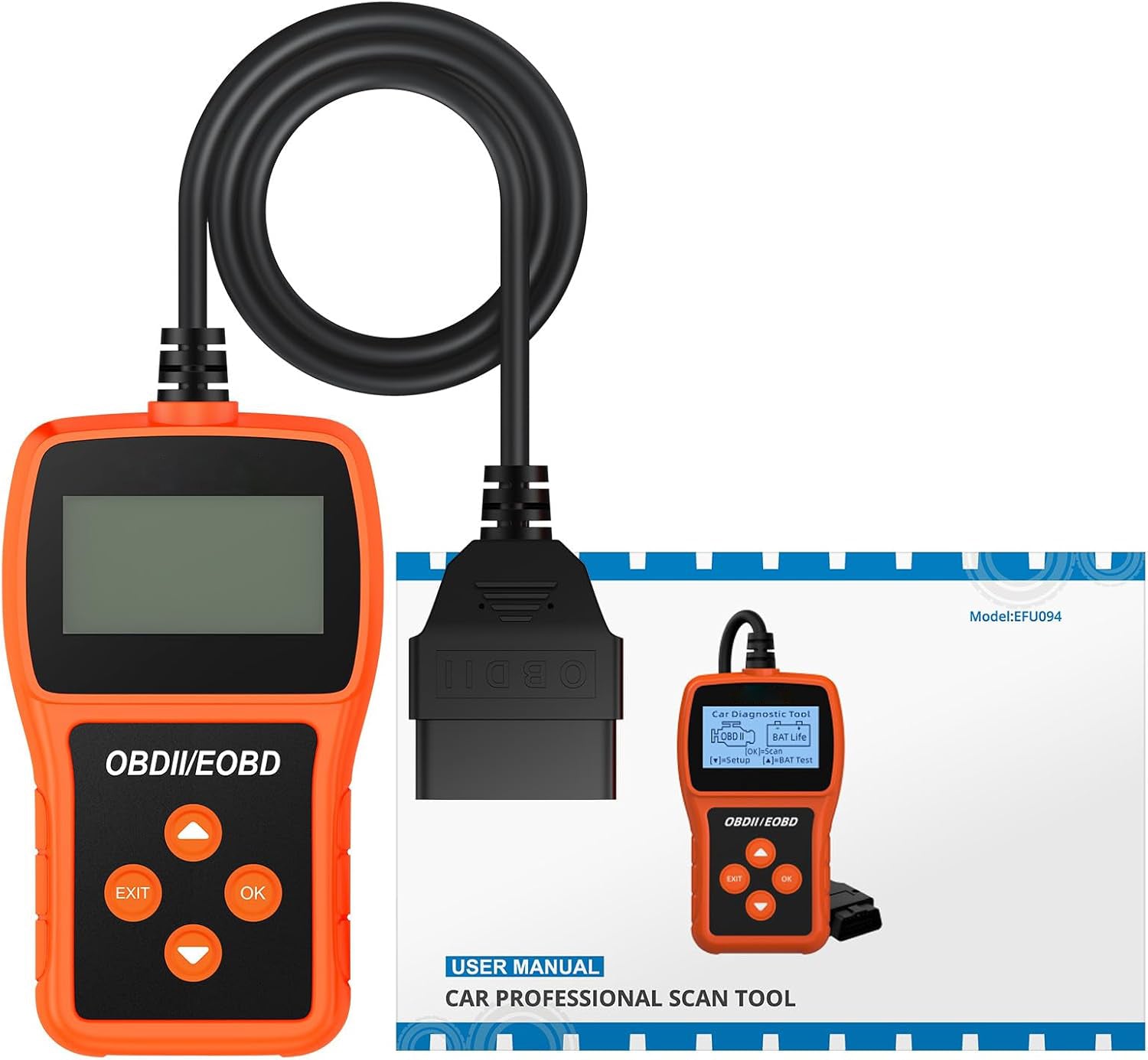 Tester Scanner, OBD2 OBDII Dispositivo Diagnostica Auto, Lettura dei codici Scanner con definizione DTC, Multilingue Strumento Diagnostica Autoveicoli