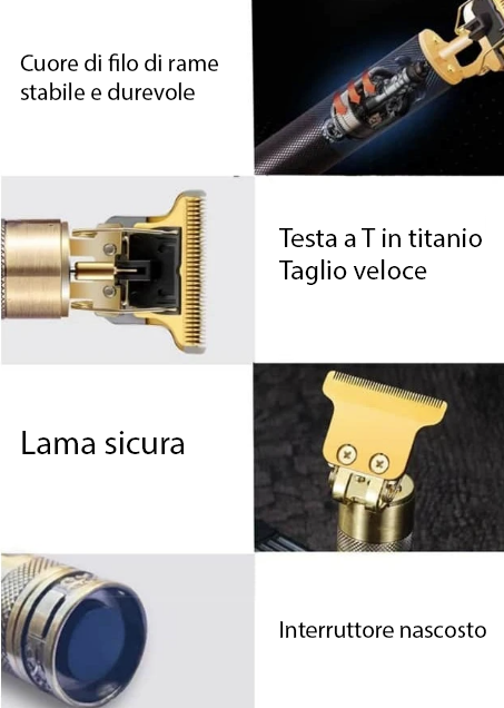 (2 Pezzi) Rasoio Elettrico Barbiere Professionale, A Batteria Ricaricabile