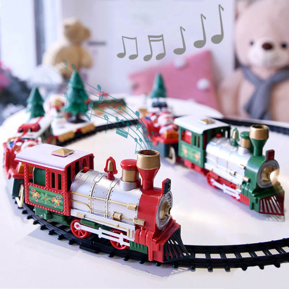 Treno albero di natale, gioco babbo natale, trenino di natale per albero
