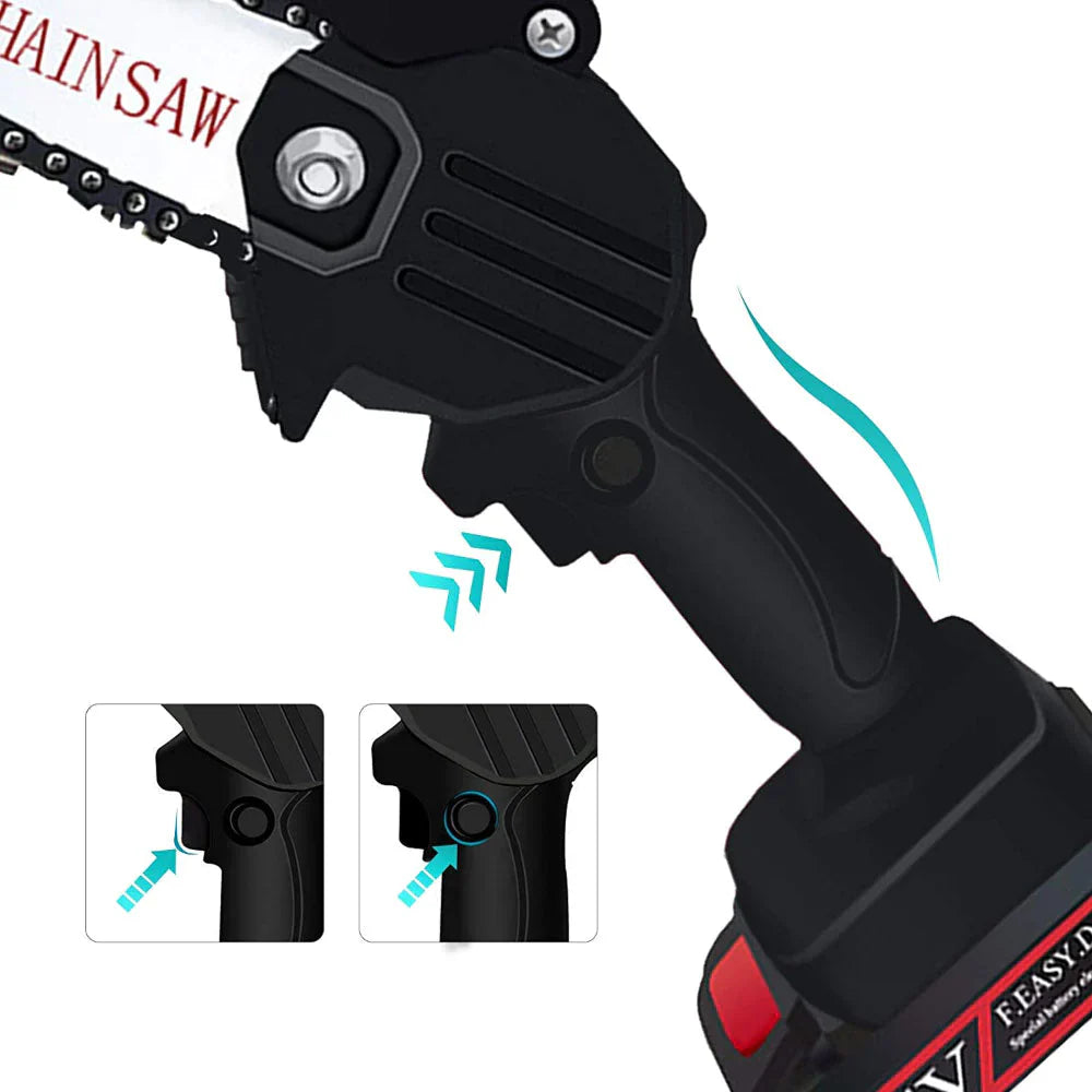 Mini Motosega Elettrica Senza Fili, 2 Batterie, Motosega Per Potatura, Taglio Legno,
