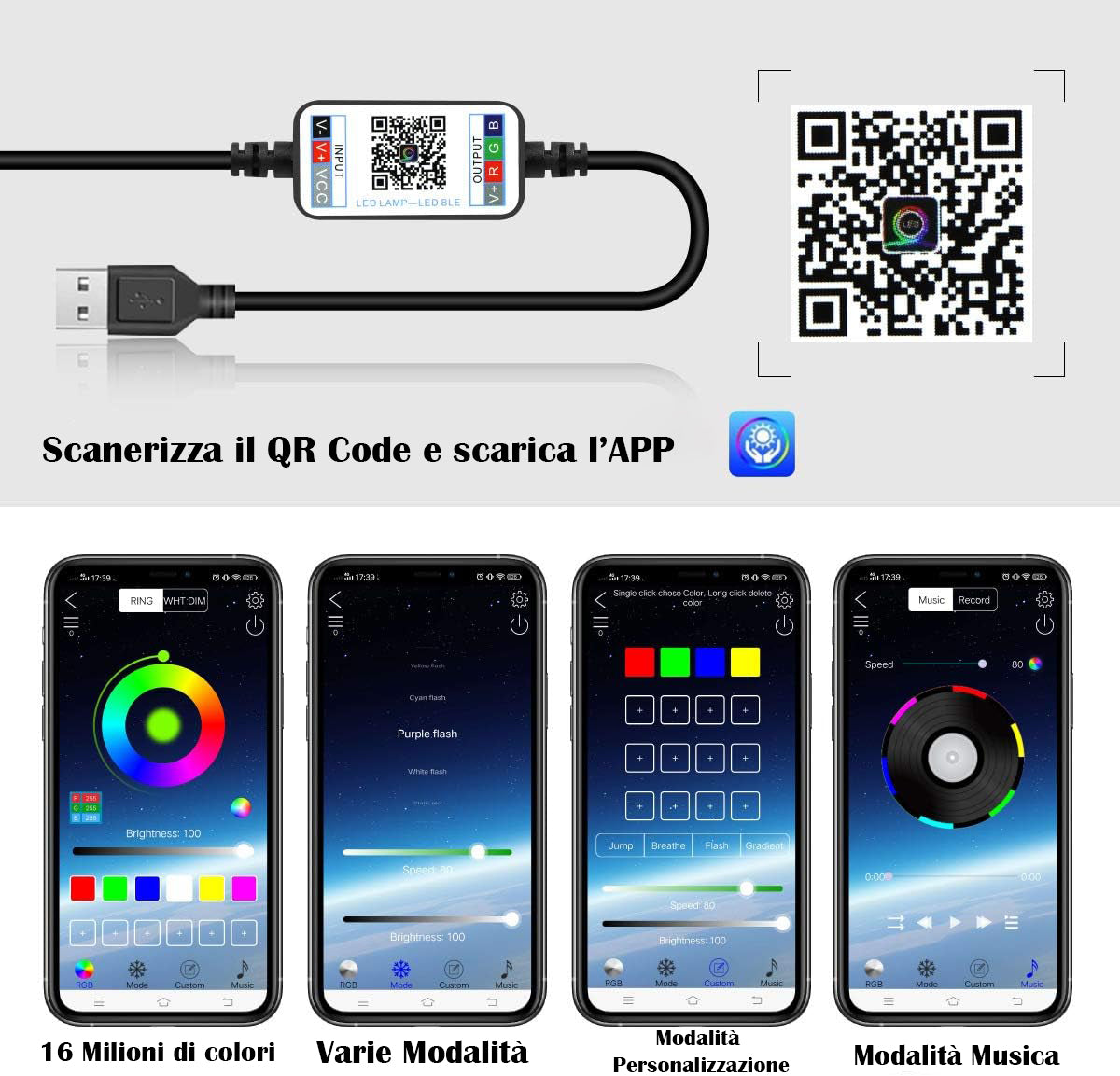 Luci Led Albero di Natale 5 - 10 - 20 metri, Luci Led Camera Da Letto Tik Tok, Led Stanza Gaming