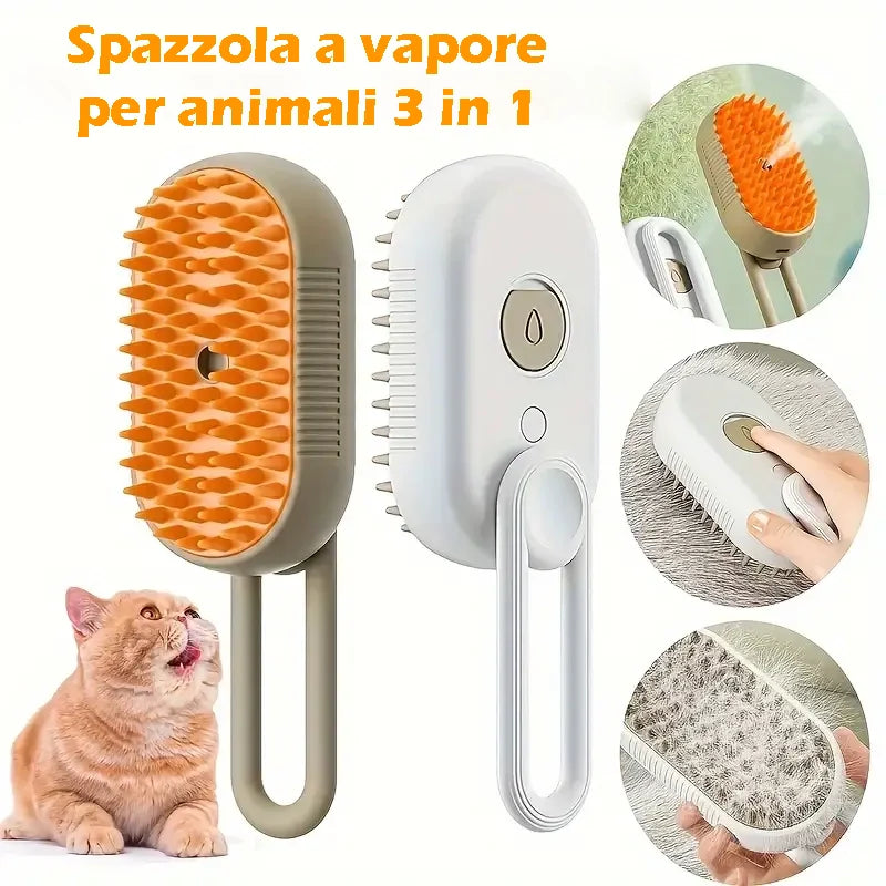 (2 pezzi) Spazzola a vapore per gatti, Spazzola a vapore per animali domestici, Spazzola a vapore per cani,  Toeletattura gatti, cani, pettine per depilazione animali domestici