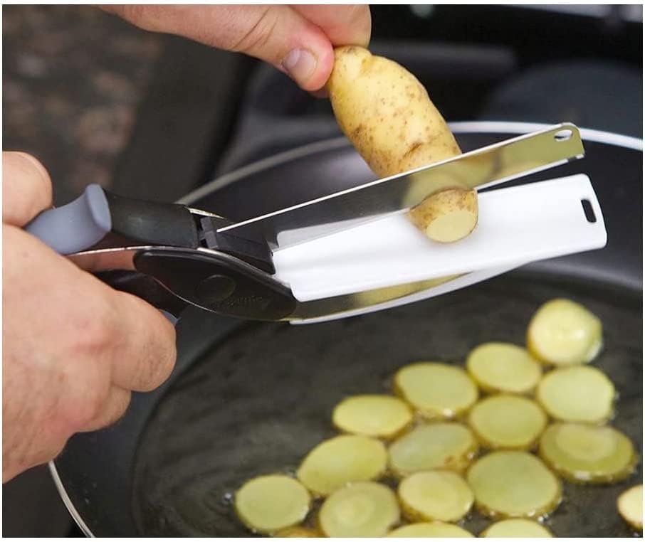 (2 PEZZI) Forbici Da Cucina Professionali 2 in 1 ,  Coltello Cucina Multifunzione, Uso Domestico, Clever Cutter, Forbici Cucina Acciaio Inox Manico Antiscivolo