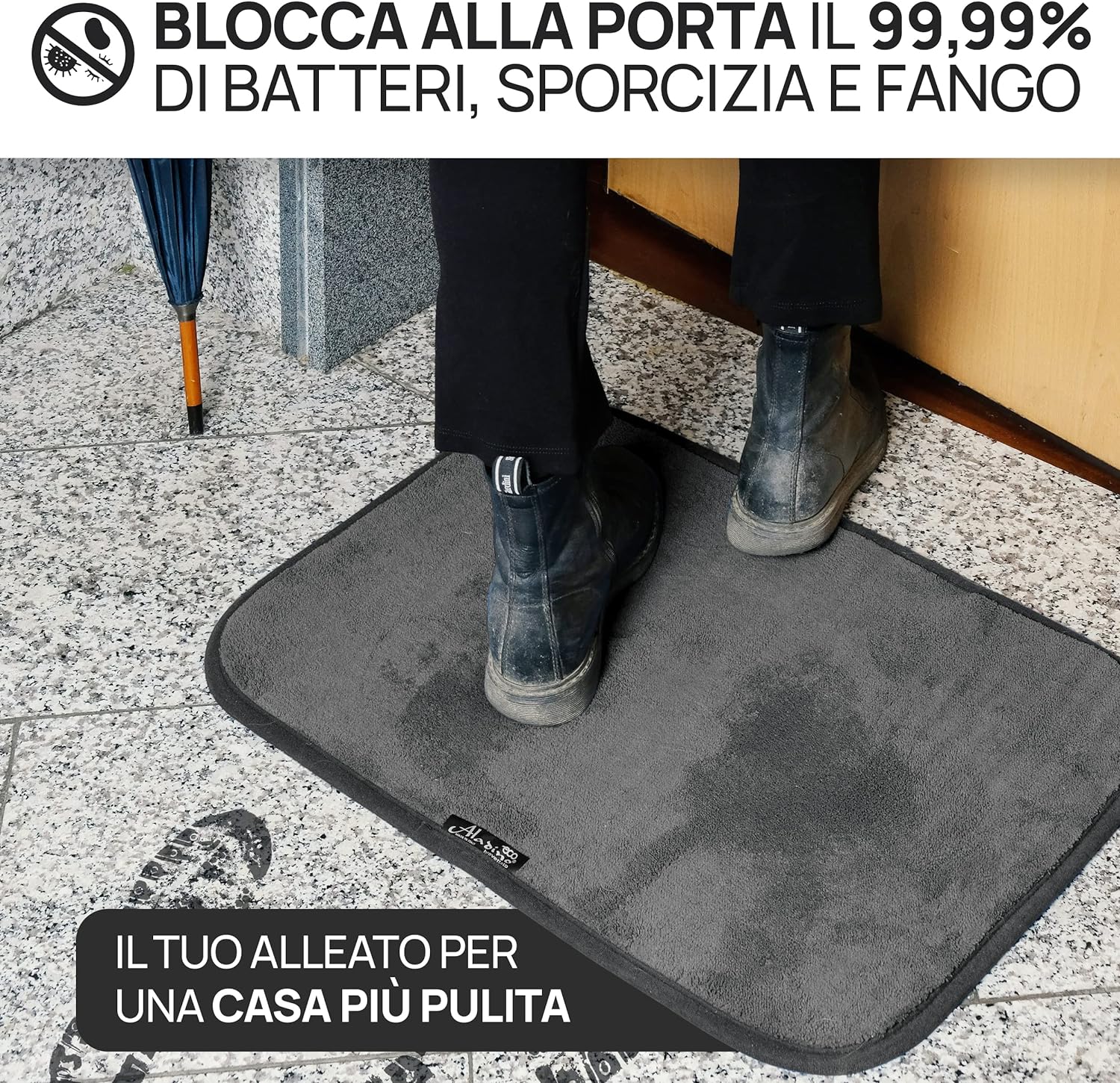 Tappeto Magico® - L'Originale zerbino per Interno ed Esterno, Antiscivolo Lavabile In Lavatrice, Ultra Assorbente Tappeto, Tappetini Per Il Bagno, Cucina, Casa - Made In Italy